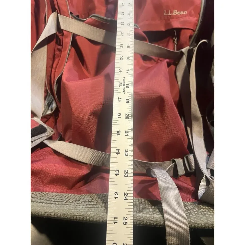 LL Bean Deluxe Rolling Wheeled Bag Travel Luggage Red Burgundy Trip Nylon Large